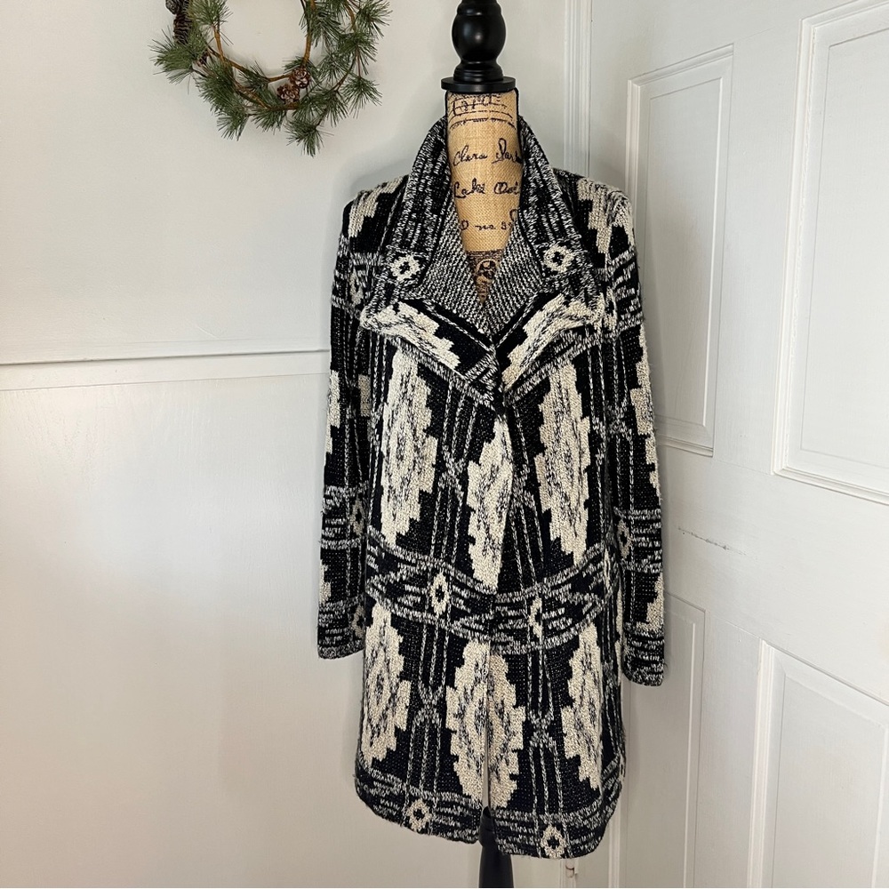 Lucky Brand Aztec Metallic Thread Cardigan Sweater